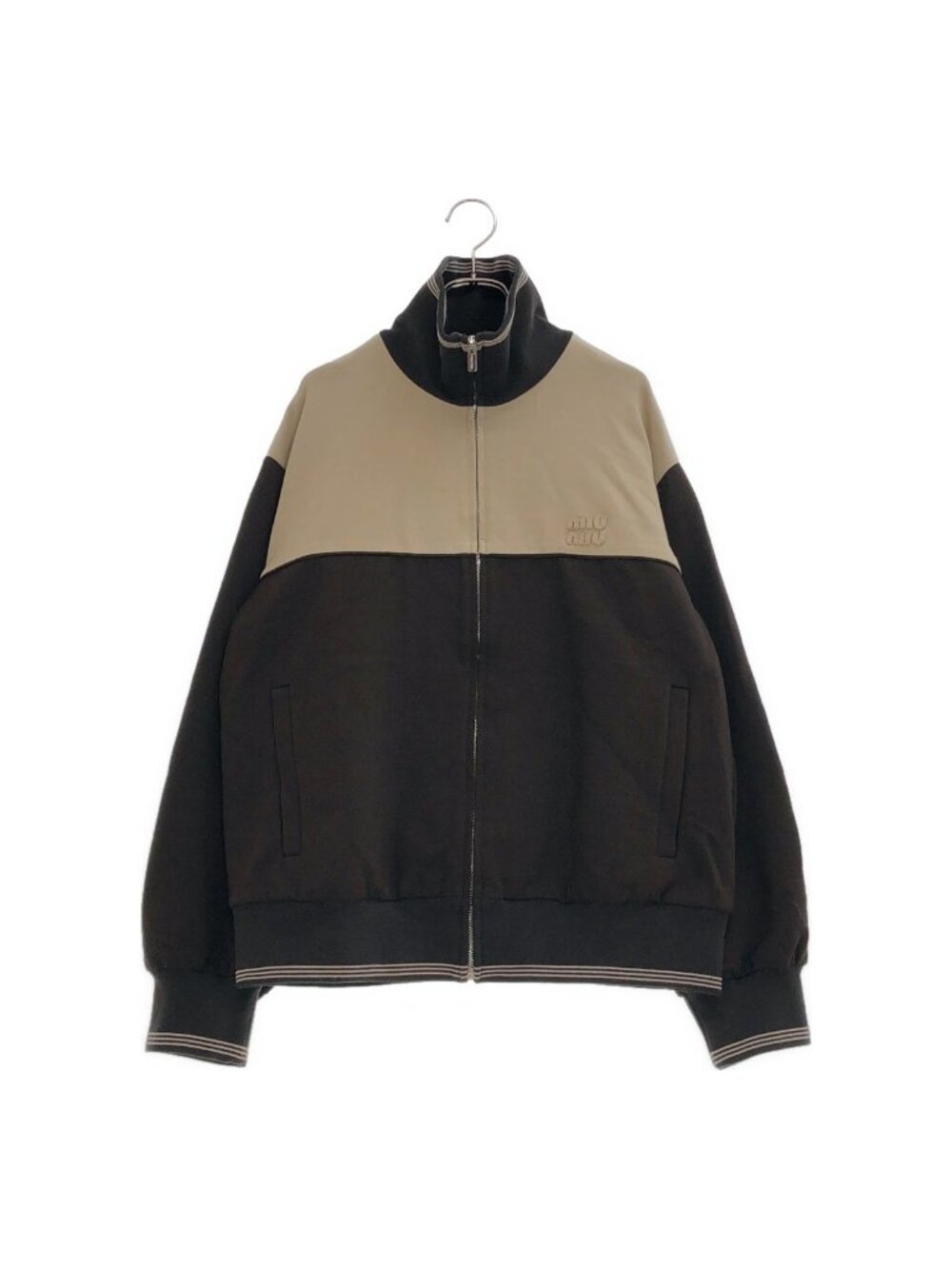 Miu Miu Zip Up Track Jacket Beige Brown XS